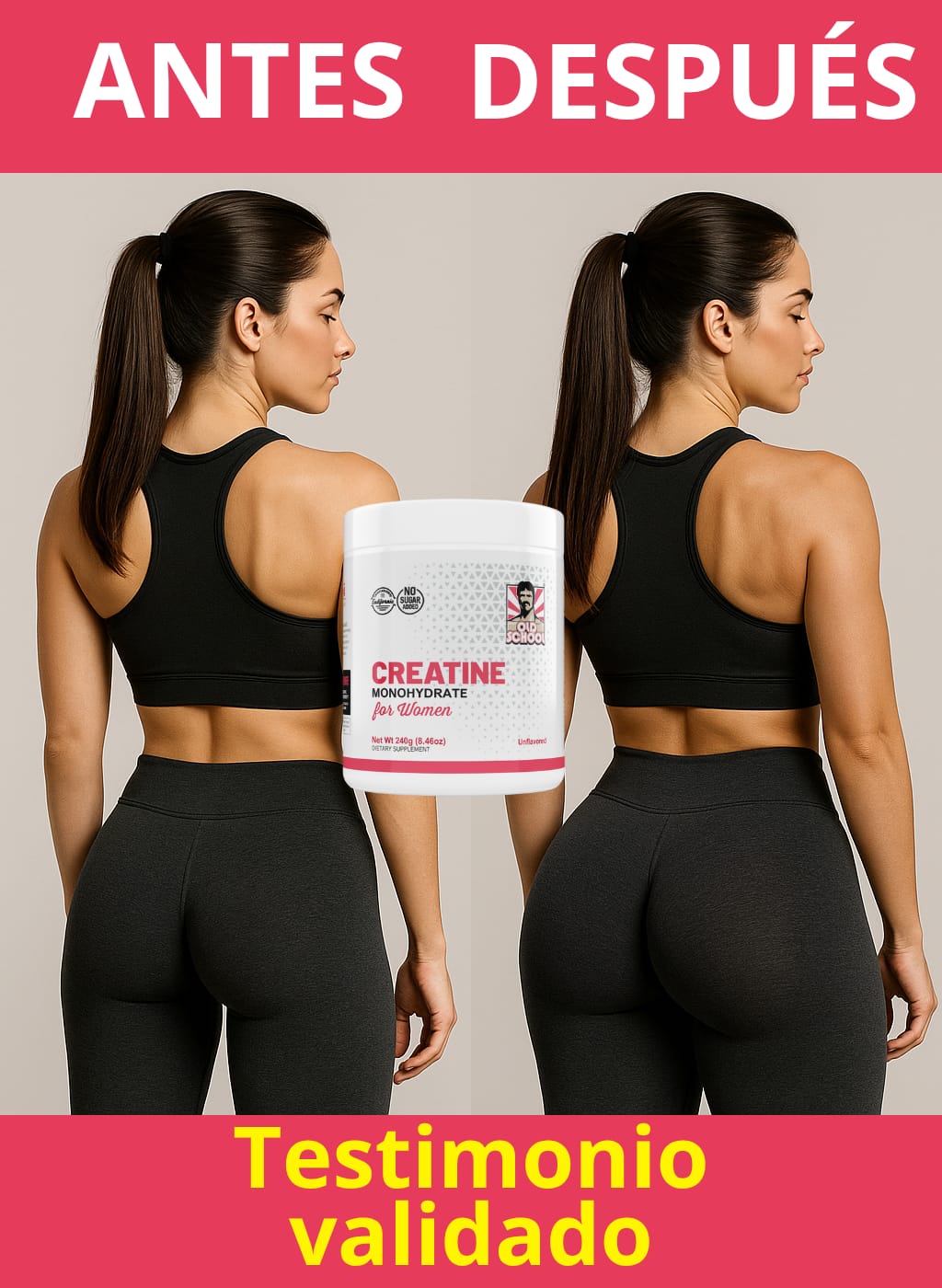 Creatine Monohydrate Old School/Creatina Monohidratada para mujeres